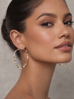 Pretty Bird Jewelry Tricolor Heart-Shaped Hoop Earrings